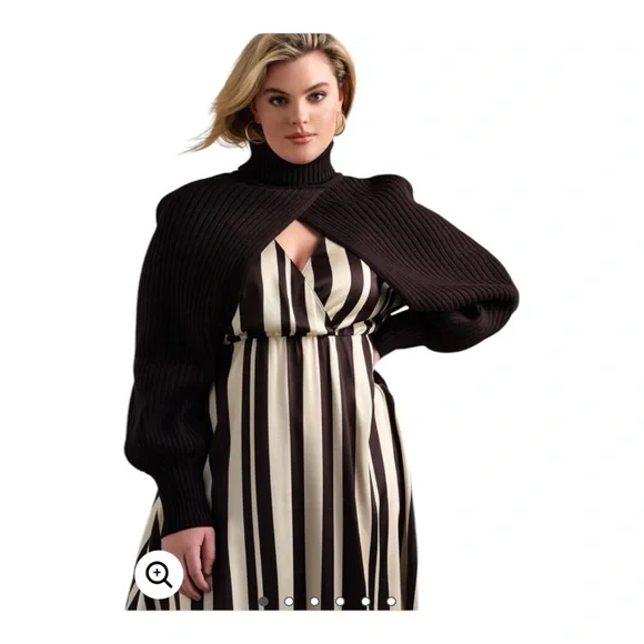 Eloquii Women’s Black Turtleneck Sweater Shrug Ribbed Sized 14/16 Super Stylish - Picture 3 of 7